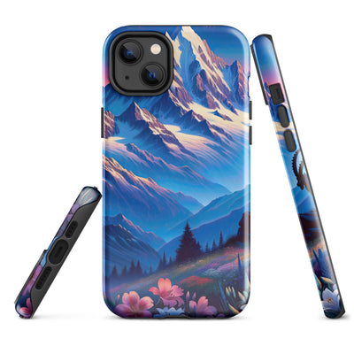 Steinbock bei Dämmerung in den Alpen, sonnengeküsste Schneegipfel - iPhone Schutzhülle (robust) berge xxx yyy zzz iPhone 14 Plus