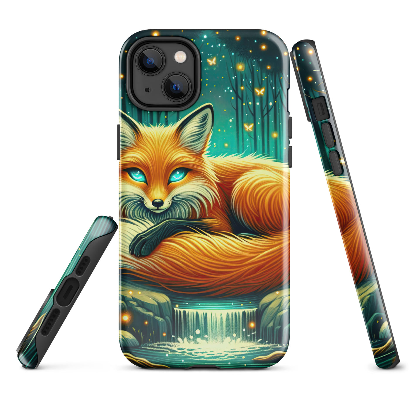 Bezaubernder Fuchs auf erleuchteter mystischer Waldlichtung - iPhone Schutzhülle (robust) camping xxx yyy zzz iPhone 14 Plus
