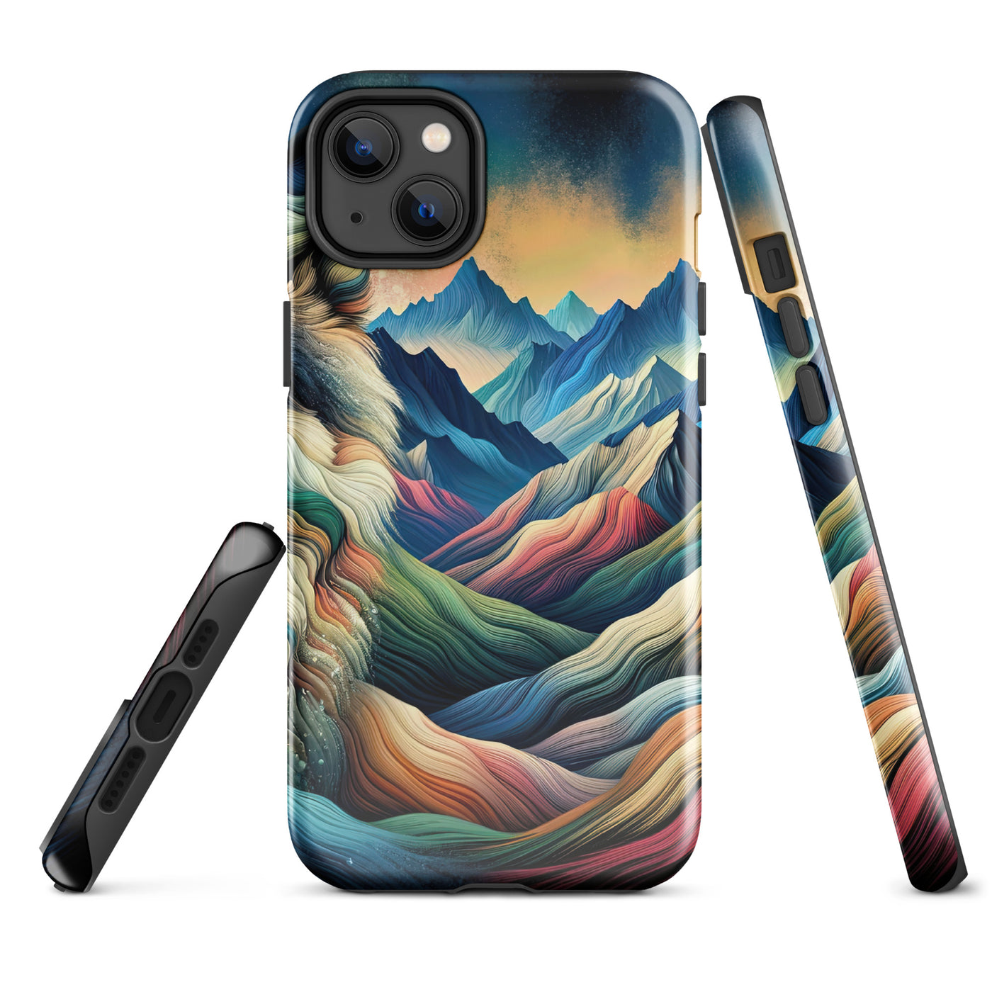 Traumhaftes Alpenpanorama mit Wolf in wechselnden Farben und Mustern (AN) - iPhone Schutzhülle (robust) xxx yyy zzz iPhone 14 Plus