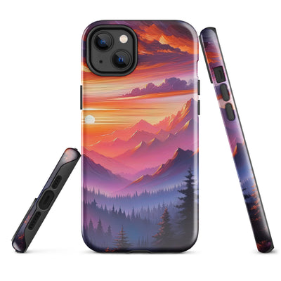 Ölgemälde der Alpenlandschaft im ätherischen Sonnenuntergang, himmlische Farbtöne - iPhone Schutzhülle (robust) berge xxx yyy zzz iPhone 14 Plus