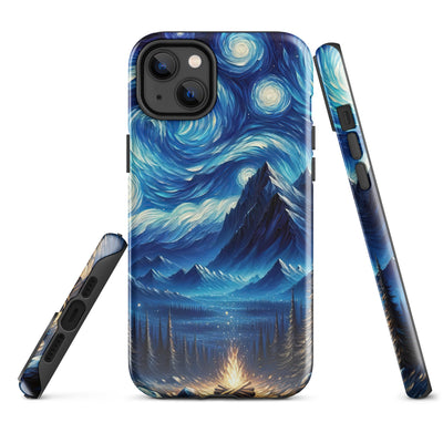 Sternennacht-Stil Ölgemälde der Alpen, himmlische Wirbelmuster - iPhone Schutzhülle (robust) berge xxx yyy zzz iPhone 14 Plus