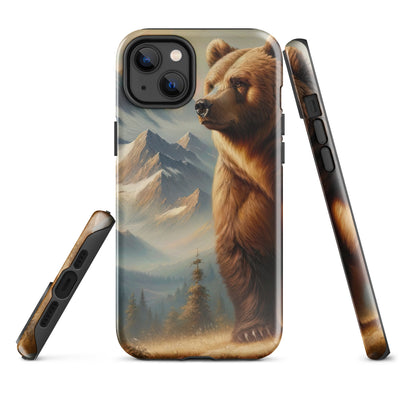 Ölgemälde eines königlichen Bären vor der majestätischen Alpenkulisse - iPhone Schutzhülle (robust) camping xxx yyy zzz iPhone 14 Plus
