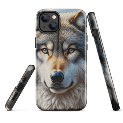 Porträt-Ölgemälde eines prächtigen Wolfes mit faszinierenden Augen (AN) - iPhone Schutzhülle (robust) xxx yyy zzz iPhone 14 Plus
