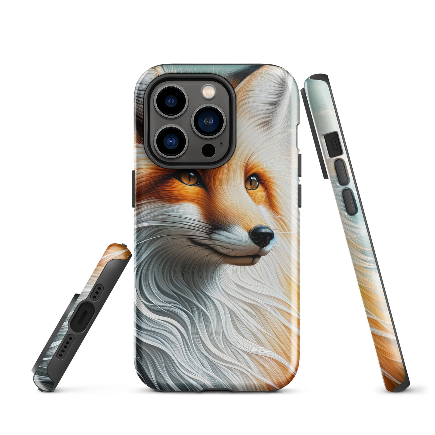 Ölgemälde eines anmutigen, intelligent blickenden Fuchses in Orange-Weiß - iPhone Schutzhülle (robust) camping xxx yyy zzz iPhone 14 Pro