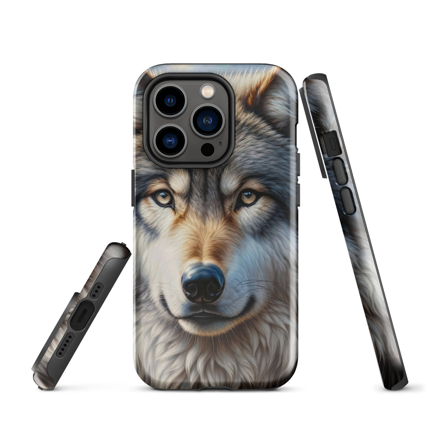 Porträt-Ölgemälde eines prächtigen Wolfes mit faszinierenden Augen (AN) - iPhone Schutzhülle (robust) xxx yyy zzz iPhone 14 Pro