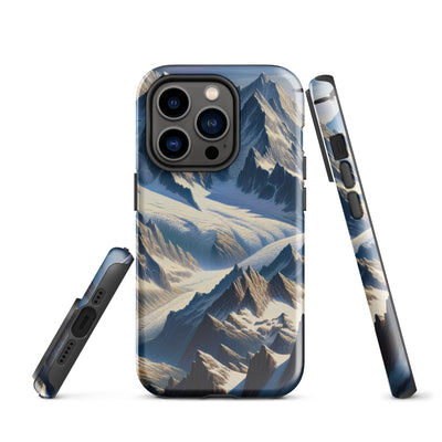 Ölgemälde der Alpen mit hervorgehobenen zerklüfteten Geländen im Licht und Schatten - iPhone Schutzhülle (robust) berge xxx yyy zzz iPhone 14 Pro