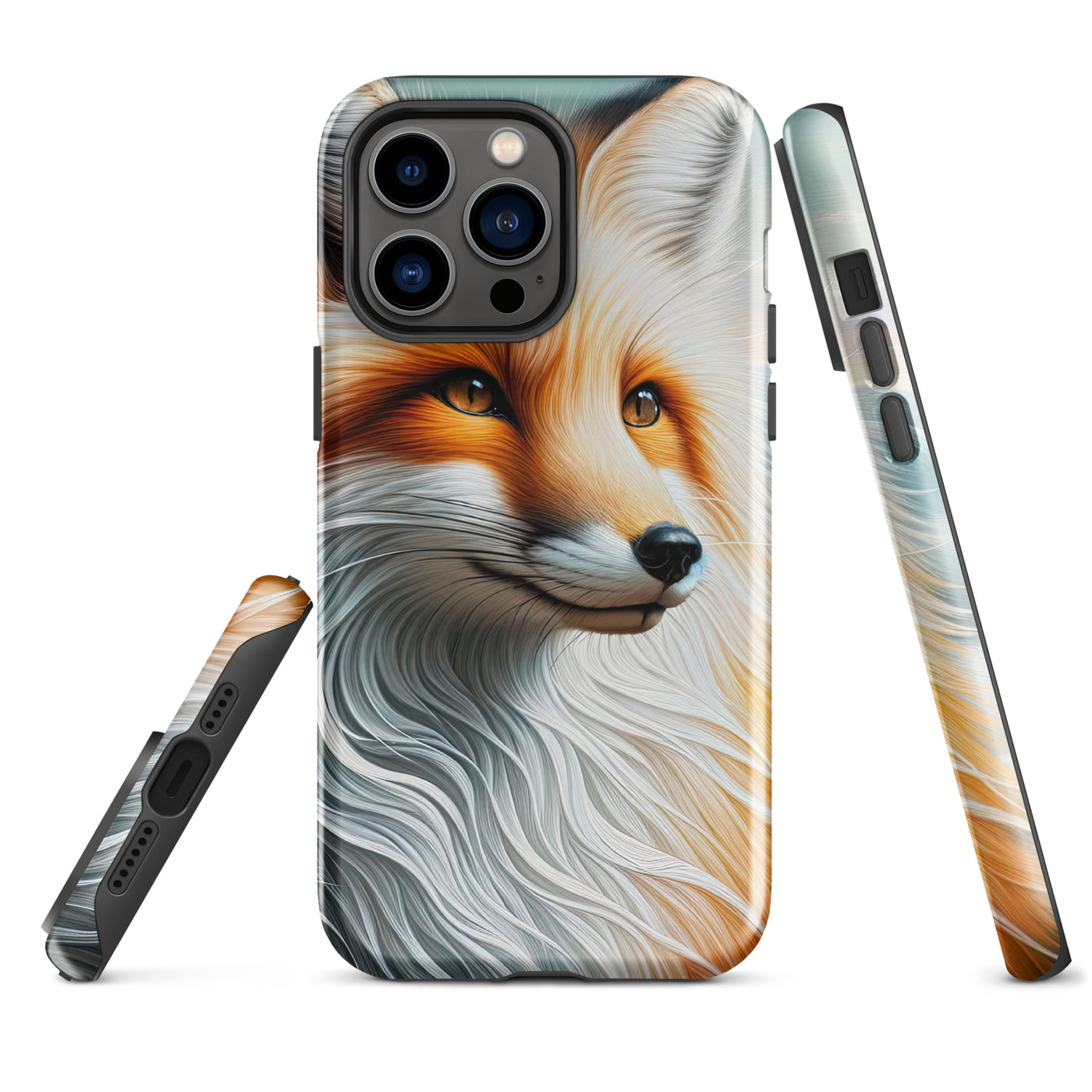 Ölgemälde eines anmutigen, intelligent blickenden Fuchses in Orange-Weiß - iPhone Schutzhülle (robust) camping xxx yyy zzz iPhone 14 Pro Max