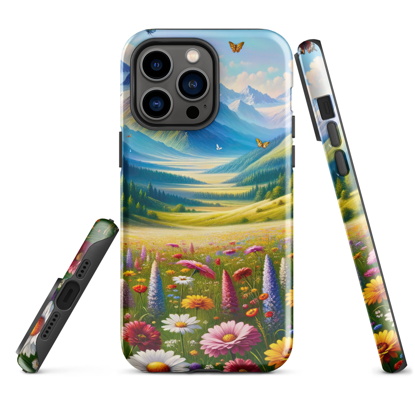 Ölgemälde einer ruhigen Almwiese, Oase mit bunter Wildblumenpracht - iPhone Schutzhülle (robust) camping xxx yyy zzz iPhone 14 Pro Max