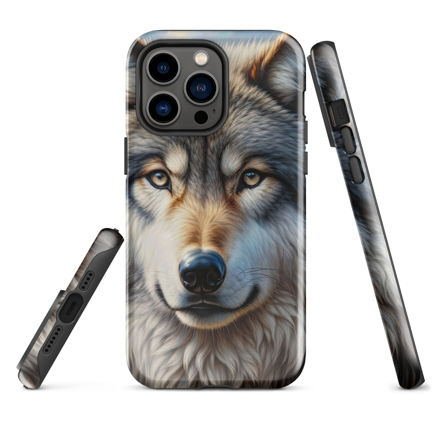 Porträt-Ölgemälde eines prächtigen Wolfes mit faszinierenden Augen (AN) - iPhone Schutzhülle (robust) xxx yyy zzz iPhone 14 Pro Max