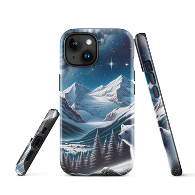 Sternennacht und Eisbär: Acrylgemälde mit Milchstraße, Alpen und schneebedeckte Gipfel - iPhone Schutzhülle (robust) camping xxx yyy zzz iPhone 15