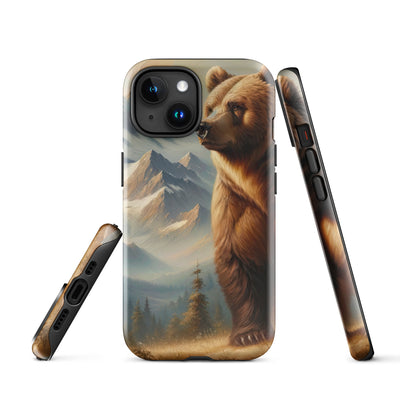 Ölgemälde eines königlichen Bären vor der majestätischen Alpenkulisse - iPhone Schutzhülle (robust) camping xxx yyy zzz iPhone 15