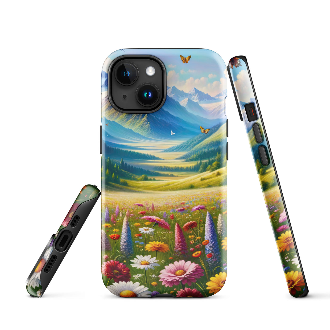 Ölgemälde einer ruhigen Almwiese, Oase mit bunter Wildblumenpracht - iPhone Schutzhülle (robust) camping xxx yyy zzz iPhone 15
