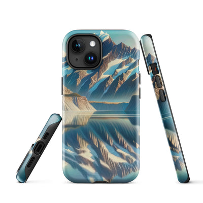 Ölgemälde eines unberührten Sees, der die Bergkette spiegelt - iPhone Schutzhülle (robust) berge xxx yyy zzz iPhone 15