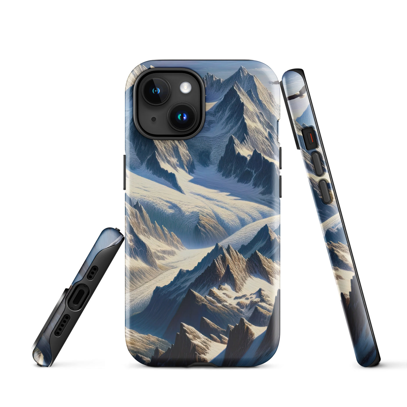 Ölgemälde der Alpen mit hervorgehobenen zerklüfteten Geländen im Licht und Schatten - iPhone Schutzhülle (robust) berge xxx yyy zzz iPhone 15