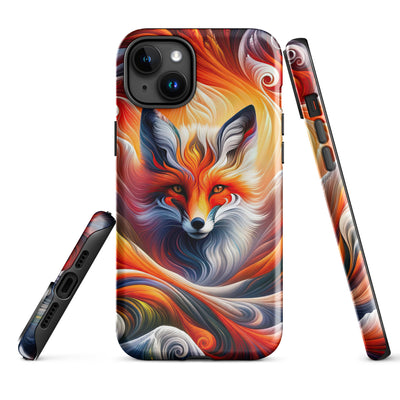 Abstraktes Kunstwerk, das den Geist der Alpen verkörpert. Leuchtender Fuchs in den Farben Orange, Rot, Weiß - iPhone Schutzhülle (robust) camping xxx yyy zzz iPhone 15 Plus