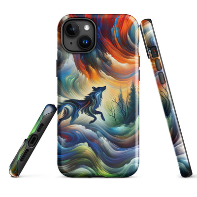 Alpen Abstraktgemälde mit Wolf Silhouette in lebhaften Farben (AN) - iPhone Schutzhülle (robust) xxx yyy zzz iPhone 15 Plus