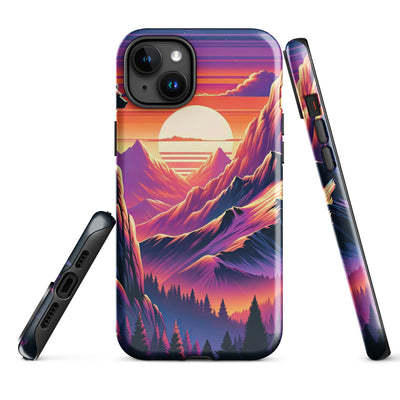 Alpen-Sonnenuntergang mit Bär auf Hügel, warmes Himmelsfarbenspiel - iPhone Schutzhülle (robust) camping xxx yyy zzz iPhone 15 Plus