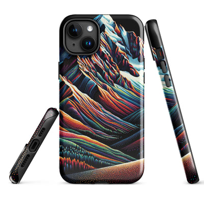 Pointillistische Darstellung der Alpen, Farbpunkte formen die Landschaft - iPhone Schutzhülle (robust) berge xxx yyy zzz iPhone 15 Plus