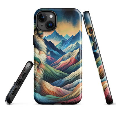 Traumhaftes Alpenpanorama mit Wolf in wechselnden Farben und Mustern (AN) - iPhone Schutzhülle (robust) xxx yyy zzz iPhone 15 Plus