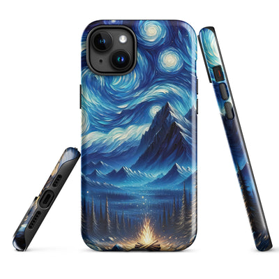 Sternennacht-Stil Ölgemälde der Alpen, himmlische Wirbelmuster - iPhone Schutzhülle (robust) berge xxx yyy zzz iPhone 15 Plus