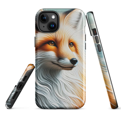 Ölgemälde eines anmutigen, intelligent blickenden Fuchses in Orange-Weiß - iPhone Schutzhülle (robust) camping xxx yyy zzz iPhone 15 Plus