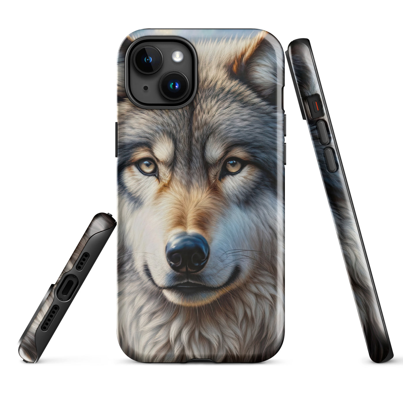 Porträt-Ölgemälde eines prächtigen Wolfes mit faszinierenden Augen (AN) - iPhone Schutzhülle (robust) xxx yyy zzz iPhone 15 Plus