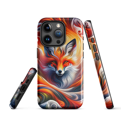 Abstraktes Kunstwerk, das den Geist der Alpen verkörpert. Leuchtender Fuchs in den Farben Orange, Rot, Weiß - iPhone Schutzhülle (robust) camping xxx yyy zzz iPhone 15 Pro