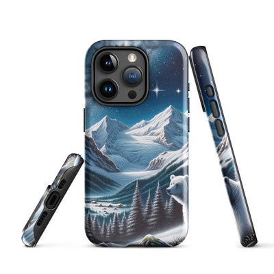 Sternennacht und Eisbär: Acrylgemälde mit Milchstraße, Alpen und schneebedeckte Gipfel - iPhone Schutzhülle (robust) camping xxx yyy zzz iPhone 15 Pro