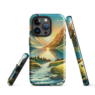 Zelt im Alpenmorgen mit goldenem Licht, Schneebergen und unberührten Seen - iPhone Schutzhülle (robust) berge xxx yyy zzz iPhone 15 Pro