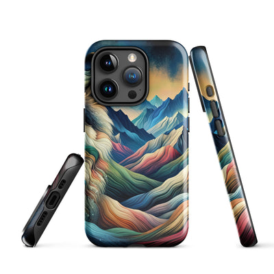 Traumhaftes Alpenpanorama mit Wolf in wechselnden Farben und Mustern (AN) - iPhone Schutzhülle (robust) xxx yyy zzz iPhone 15 Pro