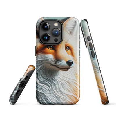 Ölgemälde eines anmutigen, intelligent blickenden Fuchses in Orange-Weiß - iPhone Schutzhülle (robust) camping xxx yyy zzz iPhone 15 Pro