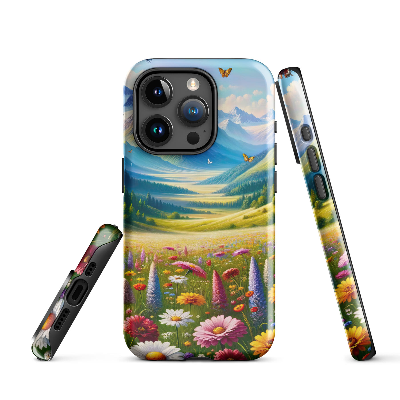 Ölgemälde einer ruhigen Almwiese, Oase mit bunter Wildblumenpracht - iPhone Schutzhülle (robust) camping xxx yyy zzz iPhone 15 Pro