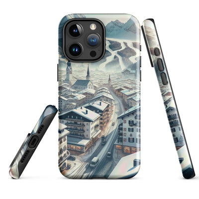 Winter in Kitzbühel: Digitale Malerei von schneebedeckten Dächern - iPhone Schutzhülle (robust) berge xxx yyy zzz iPhone 15 Pro Max