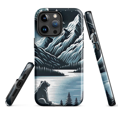 Bär in Alpen-Mondnacht, silberne Berge, schimmernde Seen - iPhone Schutzhülle (robust) camping xxx yyy zzz iPhone 15 Pro Max