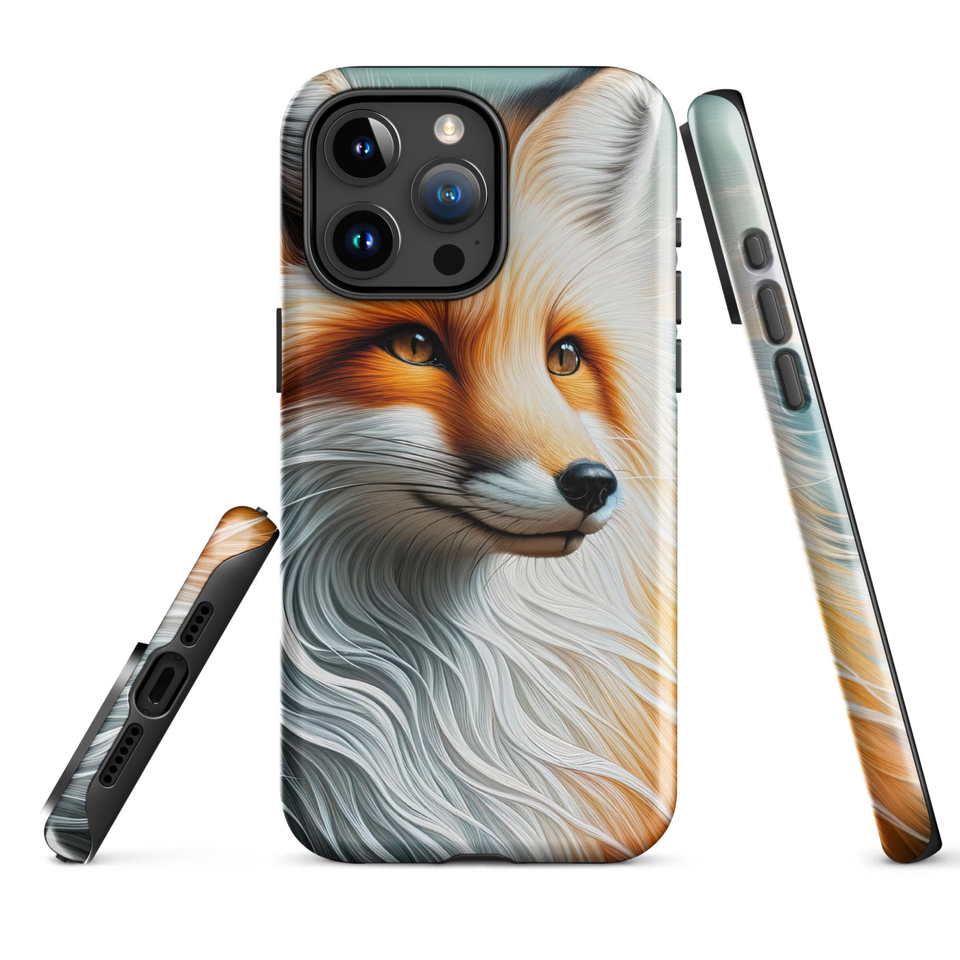 Ölgemälde eines anmutigen, intelligent blickenden Fuchses in Orange-Weiß - iPhone Schutzhülle (robust) camping xxx yyy zzz iPhone 15 Pro Max