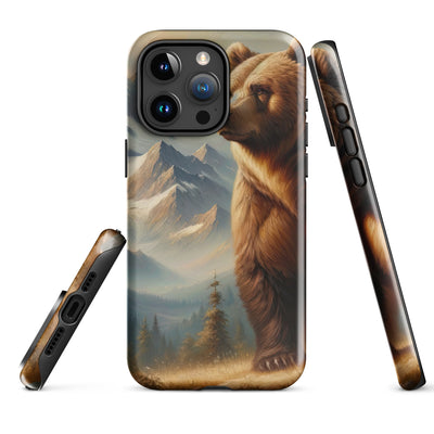 Ölgemälde eines königlichen Bären vor der majestätischen Alpenkulisse - iPhone Schutzhülle (robust) camping xxx yyy zzz iPhone 15 Pro Max