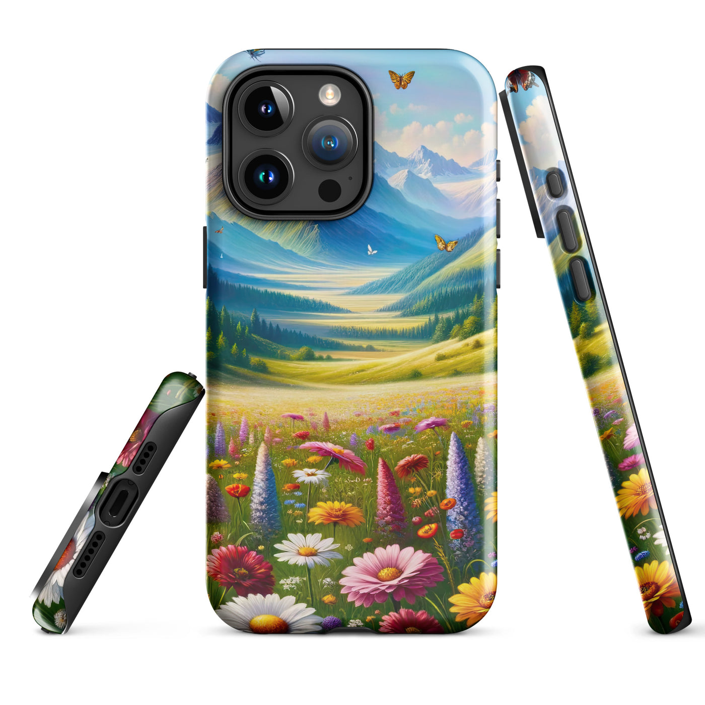 Ölgemälde einer ruhigen Almwiese, Oase mit bunter Wildblumenpracht - iPhone Schutzhülle (robust) camping xxx yyy zzz iPhone 15 Pro Max