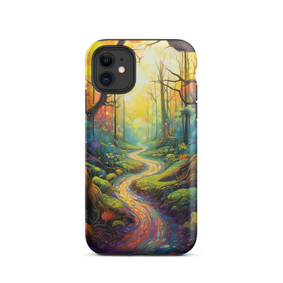 Wald und Wanderweg - Bunte, farbenfrohe Malerei - iPhone Schutzhülle (robust) camping xxx iPhone 11