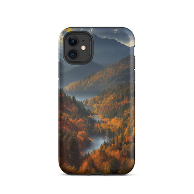Berge, Wald und Nebel - Malerei - iPhone Schutzhülle (robust) berge xxx iPhone 11