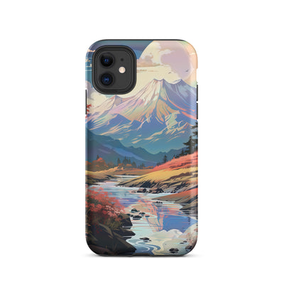 Berge. Fluss und Blumen - Malerei - iPhone Schutzhülle (robust) berge xxx iPhone 11