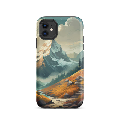 Berge, Wald und Wanderweg - Malerei - iPhone Schutzhülle (robust) berge xxx iPhone 11