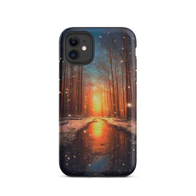 Bäume im Winter, Schnee, Sonnenaufgang und Fluss - iPhone Schutzhülle (robust) camping xxx iPhone 11