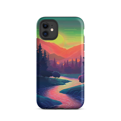 Berge, Fluss, Sonnenuntergang - Malerei - iPhone Schutzhülle (robust) berge xxx iPhone 11