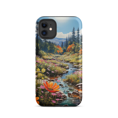 Berge, schöne Blumen und Bach im Wald - iPhone Schutzhülle (robust) berge xxx iPhone 11