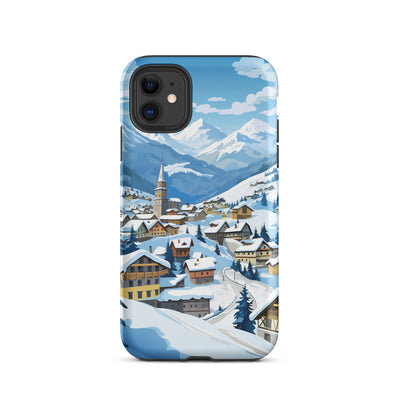 Kitzbühl - Berge und Schnee - Landschaftsmalerei - iPhone Schutzhülle (robust) ski xxx iPhone 11
