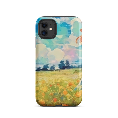 Dame mit Hut im Feld mit Blumen - Landschaftsmalerei - iPhone Schutzhülle (robust) camping xxx iPhone 11