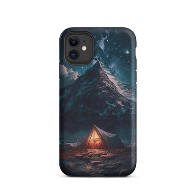 Zelt und Berg in der Nacht - Sterne am Himmel - Landschaftsmalerei - iPhone Schutzhülle (robust) camping xxx iPhone 11