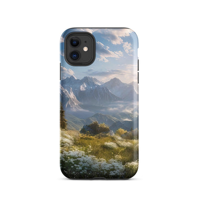 Berglandschaft mit Sonnenschein, Blumen und Bäumen - Malerei - iPhone Schutzhülle (robust) berge xxx iPhone 11