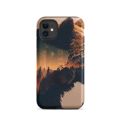 Bär und Bäume Illustration - iPhone Schutzhülle (robust) camping xxx iPhone 11