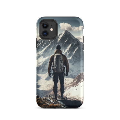 Wanderer auf Berg von hinten - Malerei - iPhone Schutzhülle (robust) berge xxx iPhone 11
